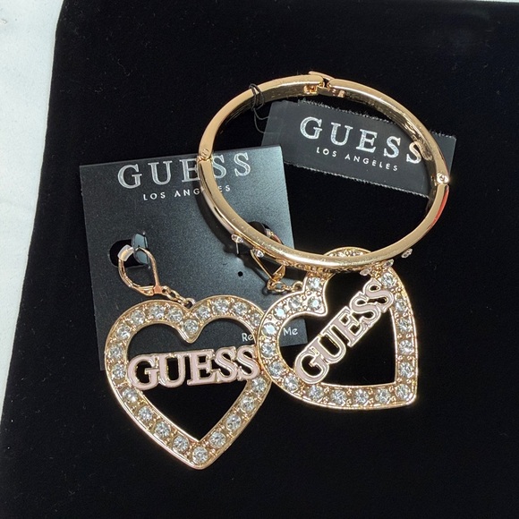 GUESS Gold and Silver Heart Earrings and bracelet set - Picture 5 of 7